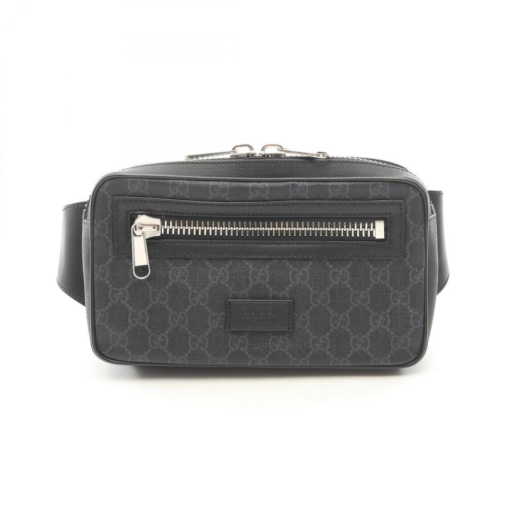 Gucci Soft GG Supreme Sherry Waist Bag Canvas Leather Black Gray